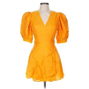Ronny Kobo Yellow Wrap Around Cocktail Dress